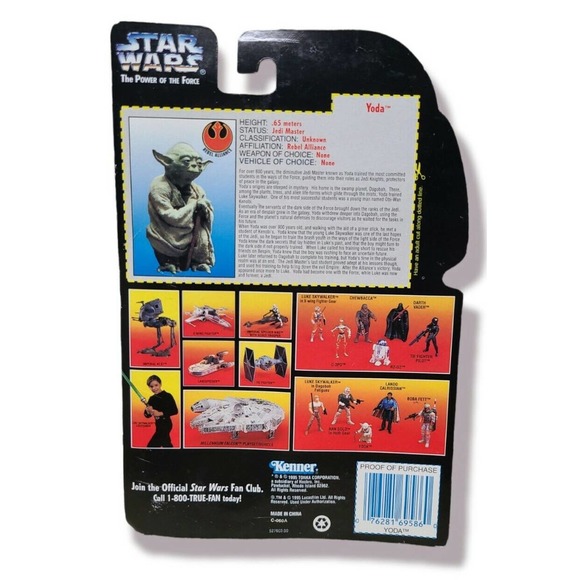 Star Wars Yoda Power of the Force POTF Red Carded Kenner 3.75 Inch Action Figure - Picture 3 of 3